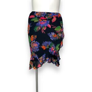 Vinatge Bold Floral print skirt Black L